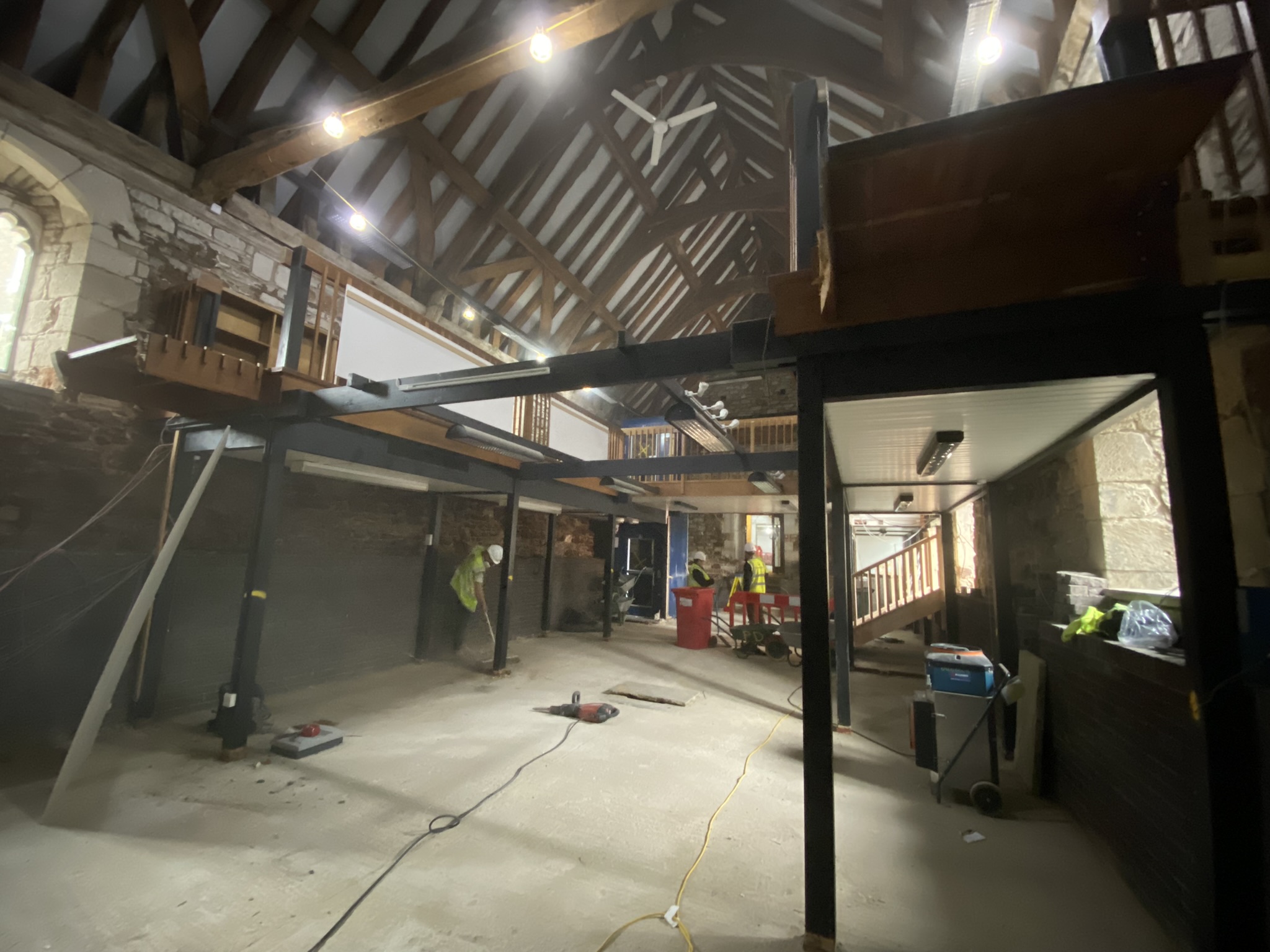 Wool Hall looking towards entrance from Oakley Mill October 2023. Poole Museum Dorset